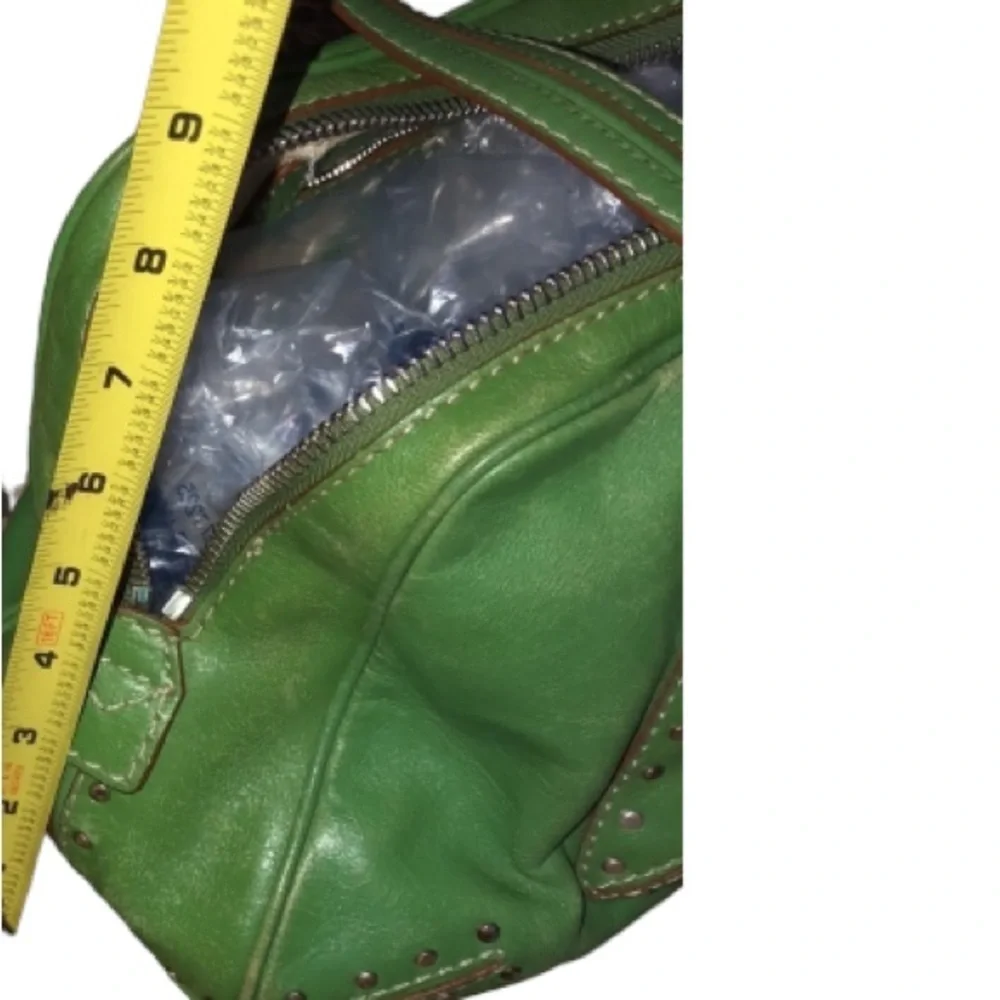 Micheal Kors Astor chartreuse green studded  Leather bag rare ,very clean